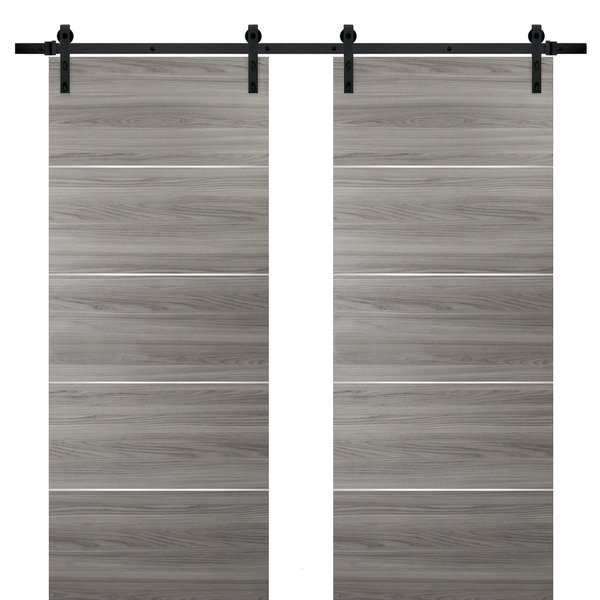 Sartodoors Double Grey 36x80 13' Rails Planum 0020 Ginger AshTop Mount Track Slider Set Closet Modern Core PLANUM20DB-GA-36